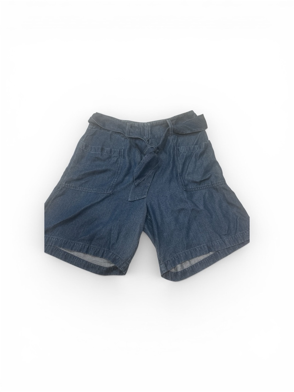 Wrap London Tencel Chambray Shorts Women’s 8 Blue Tie Waist Lightweight
